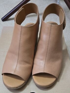 Kork-Ease Tan Open-Toe Leather Mule with Block Heel